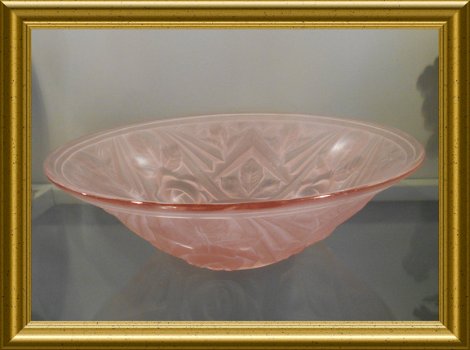Mooi oud roze art deco glazen schaaltje - 1
