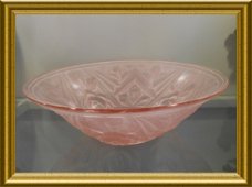 Mooi oud roze art deco glazen schaaltje
