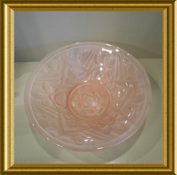 Mooi oud roze art deco glazen schaaltje - 3