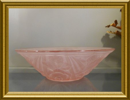 Mooi oud roze art deco glazen schaaltje - 5