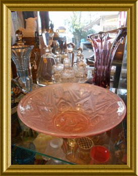 Mooi oud roze art deco glazen schaaltje - 6