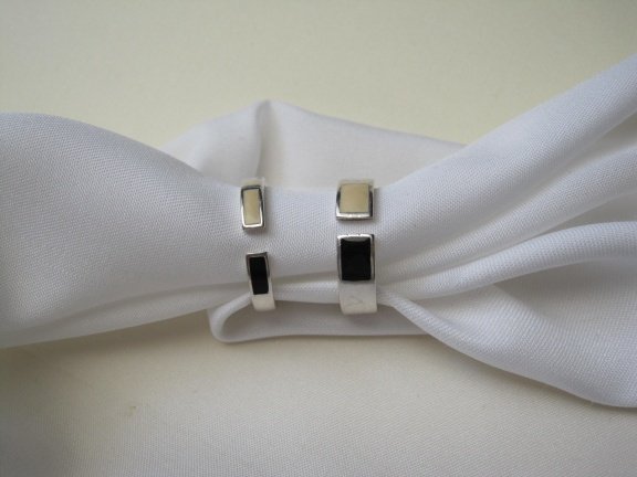 Zilveren ring maat 18.1 zwart off white emaille Espritt - Afbeelding 3