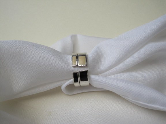 Zilveren ring maat 18.1 zwart off white emaille Espritt - Afbeelding 4