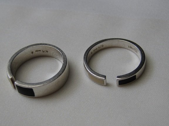 Zilveren ring maat 18.1 zwart off white emaille Espritt - Afbeelding 5