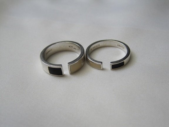Zilveren ring maat 18.1 zwart off white emaille Espritt - Afbeelding 6