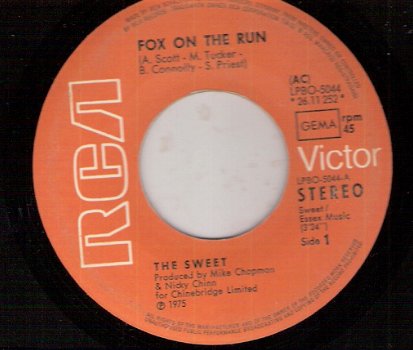 The Sweet - Fox On The Run / Miss Demeanor - 1975 single - 1