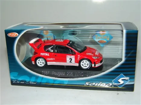 1:43 Solido 1587 Peugeot 206 WRC 2003 Burns #2 rood - 0