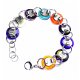 RVS edelstaal armband met prachtige gekleurde glazen cabochons van Murano millefiori glas. - 2 - Thumbnail