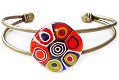 RVS edelstaal armband met prachtige gekleurde glazen cabochons van Murano millefiori glas. - 4 - Thumbnail