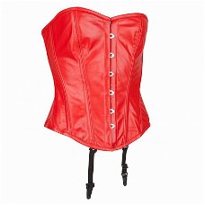 Echt leren corset model 10 rood in xs t/m 10xl