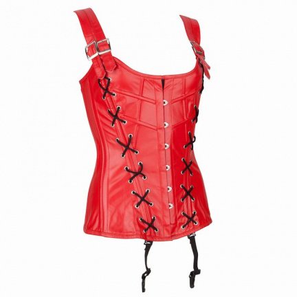 Echt leren corset model 04 rood in xs t/m 10xl - nr. 1