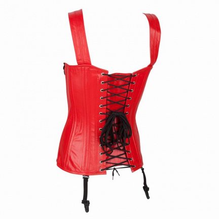 Echt leren corset model 04 rood in xs t/m 10xl - Afbeelding 2