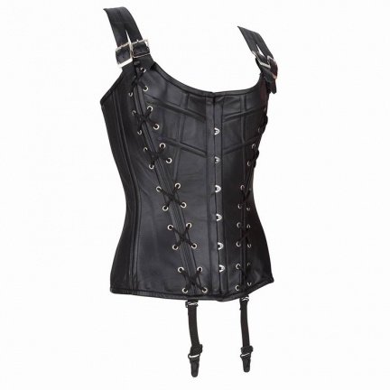 Echt leren corset model 04 zwart in xs t/m 10xl - nr. 1