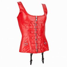 Echt leren corset model 01 rood in xs t/m 10xl