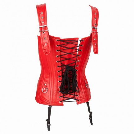Echt leren corset model 01 rood in xs t/m 10xl - Afbeelding 2