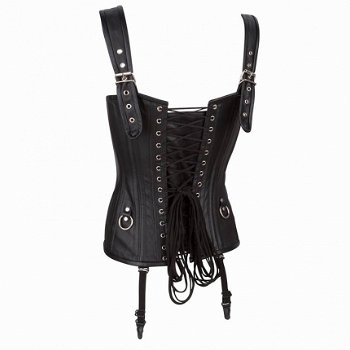 Echt leren corset model 01 zwart in xs t/m 10xl - 2