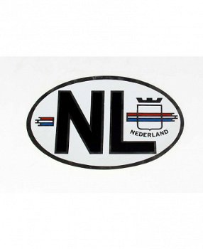 NL STICKER ZILVER MET NEDERLANDSE VLAG OVAAL 17 x 11 cm. - 0