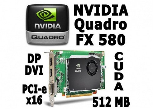 nVidia Quadro FX 580 600 1800 2000 K4200 PCI-e VGA Kaart W10 - 1