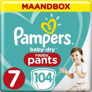 Pampers Baby-Dry Pants Luierbroekjes - Maat 7 - 104 Stuks 31,75 - 1