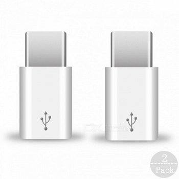 Tochic USB Type-C Male to Micro USB Female Connector Adaptor for Xiaomi 2PCS - White 2pcs - 1