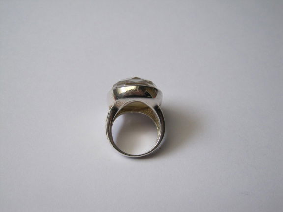 Zilveren ring maat 16.6 parelmoer onder kristal - Afbeelding 4