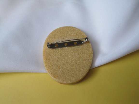 Broche kunststof cloisonné stijl bloemen in zilverkleurig randje 5.9x4.7 cm. - Afbeelding 4