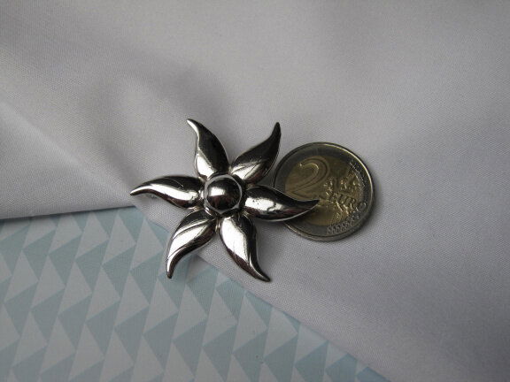 Zilveren broche bloemmodel Old Crest sterling 4.0x4.0 cm - Afbeelding 2