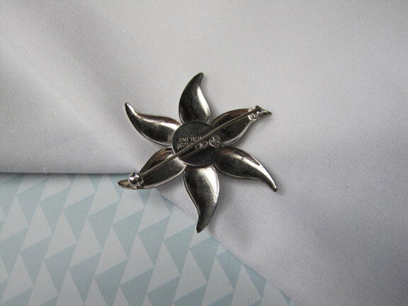 Zilveren broche bloemmodel Old Crest sterling 4.0x4.0 cm - Afbeelding 3