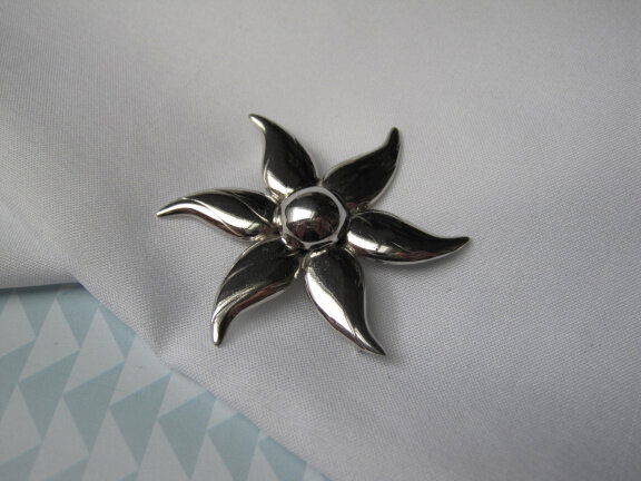 Zilveren broche bloemmodel Old Crest sterling 4.0x4.0 cm - Afbeelding 4