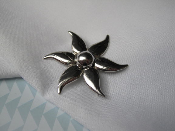 Zilveren broche bloemmodel Old Crest sterling 4.0x4.0 cm - Afbeelding 5