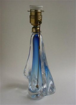 Mooi oude gesigneerde lampvoet : blauw kristal - 1