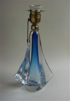 Mooi oude gesigneerde lampvoet : blauw kristal - 2