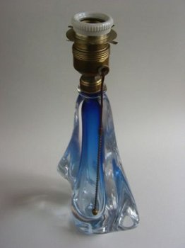 Mooi oude gesigneerde lampvoet : blauw kristal - 4