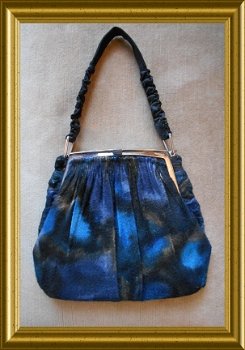 Mooie oude blauwe tas // vintage blue handbag / purse - 0