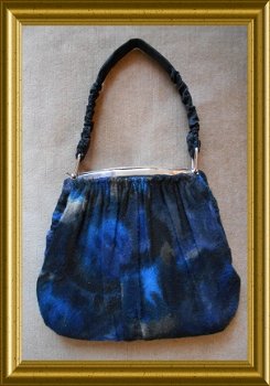 Mooie oude blauwe tas // vintage blue handbag / purse - 1