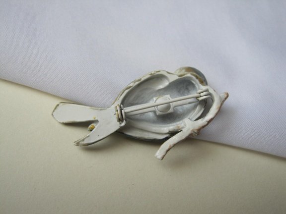 Broche blauw emaille vogel op tak 5.2x2.8 cm - Afbeelding 4