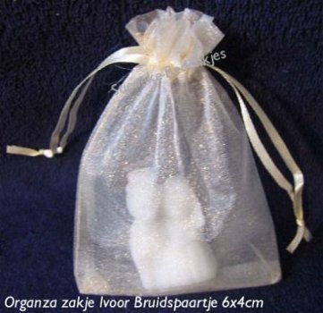 100 Organza Zakjes Ivoor communie beankjes doopsuiker - 1