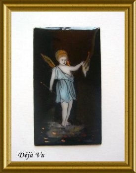 Oud emaille schildje : engel // vintage enamel plate, angel - 1