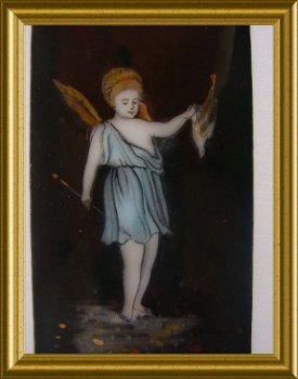 Oud emaille schildje : engel // vintage enamel plate, angel - 2