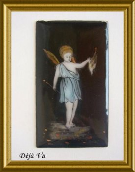 Oud emaille schildje : engel // vintage enamel plate, angel - 4