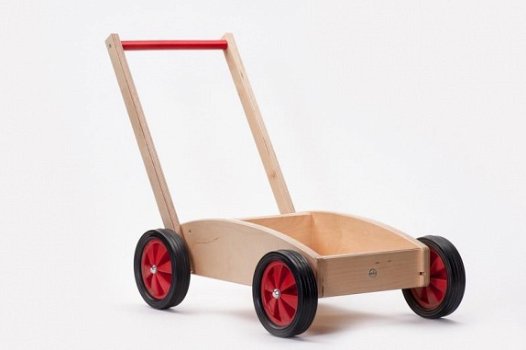 Houten baby duw / loopwagen Rood - 1