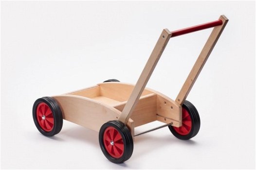 Houten baby duw / loopwagen Rood - 2