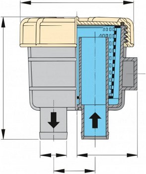 Filter koelwater slangaansluiting 12,7mm - 2