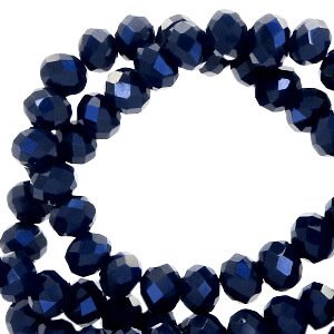 Top Facet kralen 8x6mm disc Dark blue-pearl shine coating - 1