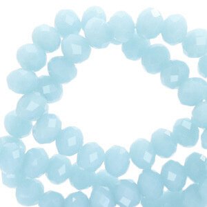 Top Facet kralen 8x6mm disc Light sky blue-pearl shine coating - 1
