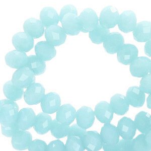 Top Facet kralen 8x6mm disc Light sky blue-pearl shine coating - 3