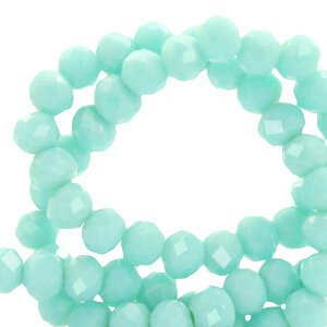 Top Facet kralen 8x6mm disc Light sky blue-pearl shine coating - 8