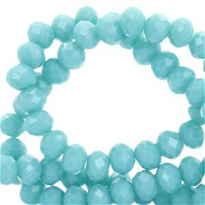 Top Facet kralen 4x3mm disc Turquoise blue-pearl shine coating