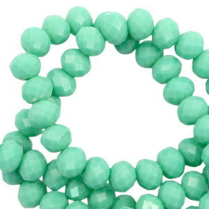 Top Facet kralen 8x6mm disc Dark spearmint green-pearl shine coating - 1