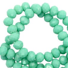 Top Facet kralen 8x6mm disc Dark spearmint green-pearl shine coating